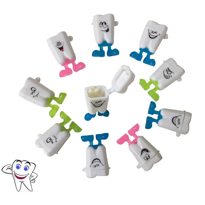 10PCS Baby Tooth Box Organizer Mouse Plastic Milk Teeth Storage Box Save Collect First Tooth for Boy Girl Random Color: 10 Pcs Random B