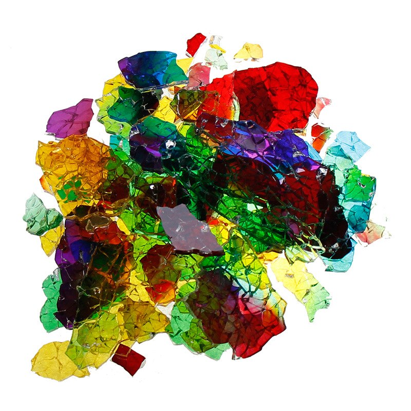 600g/21.16oz fragmentos de vidro translúcido mosaico telhas mulit cor espelho quebrado peças de vidro telha diy artesanato crack material