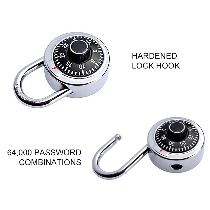 Code Lock Round Dial Number Door Lock Padlock Zinc Alloy Combination Rotary Padlock Door Lock Suitcase Travel Luggage
