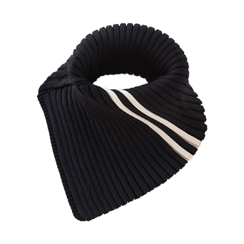 Winter Turtleneck False Collar Knit Striped Detachable Scarf Stretch Neck Warmer: 6EE406689-BK