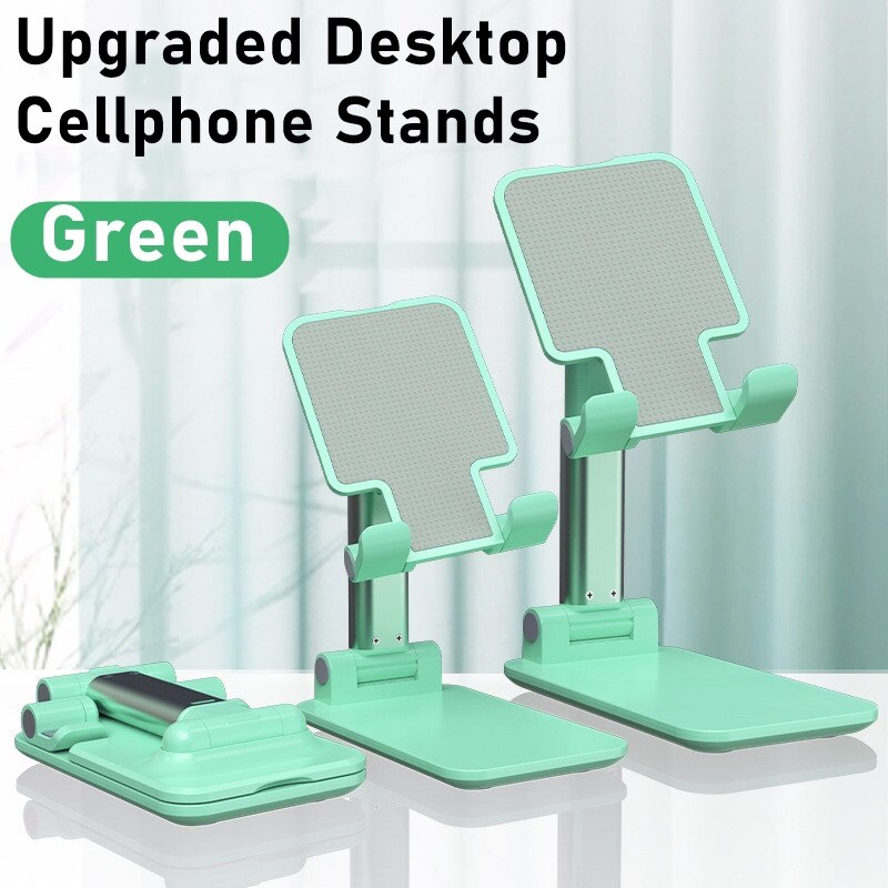 Support de bureau en métal pliable pour téléphone portable, réglable, pour iPhone, iPad,: Green Color