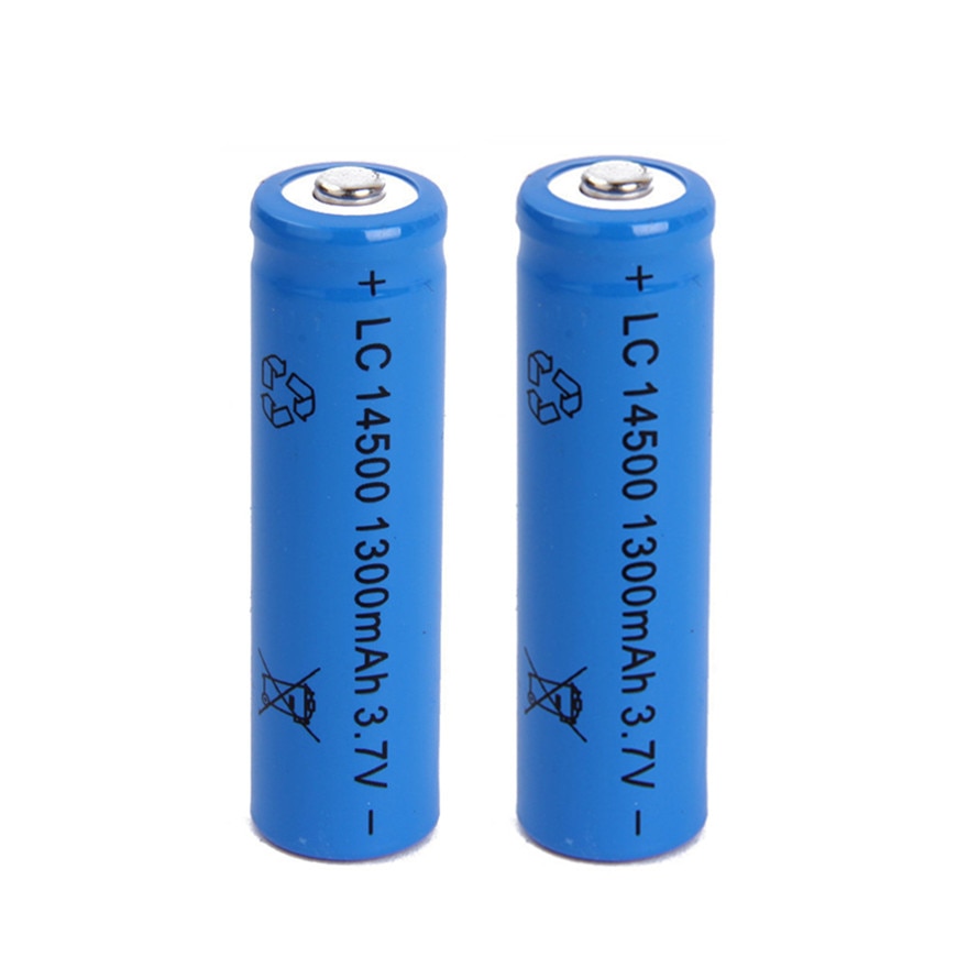 2 Stks/partij Grote Capaciteit 14500 Batterij 3.7V 1300 Mah Oplaadbare Lithium Batterij Voor Zaklamp Batterij