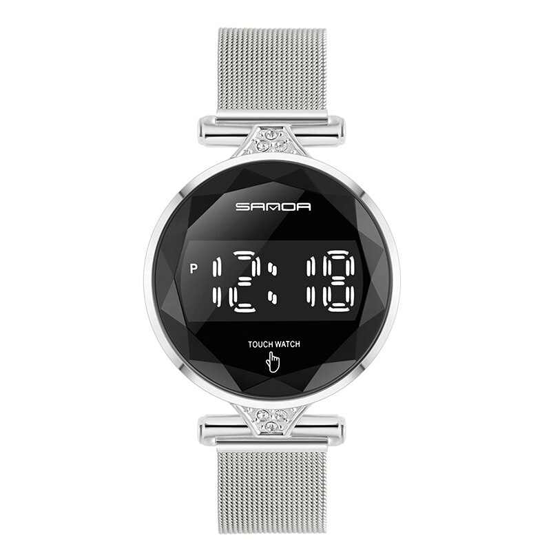 Montre numérique pour hommes écran tactile LED montre électronique de luxe or étanche montre noire montres en acier inoxydable: E