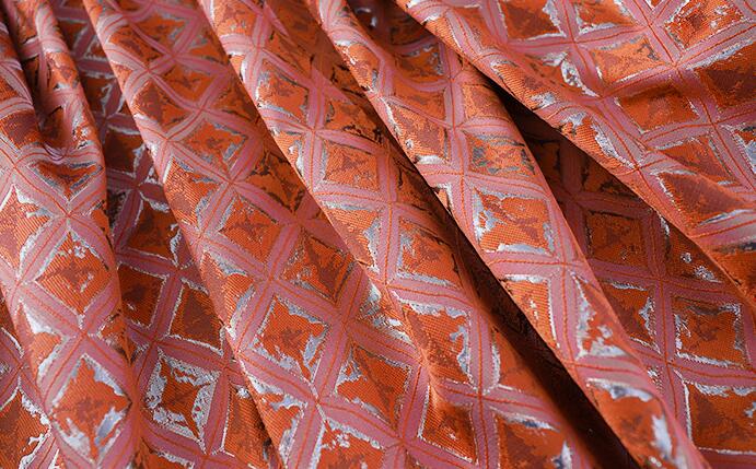 Geometri jacquard tekstil brokade polyester stoffer til pude og duge hjemmetekstiler: Brun
