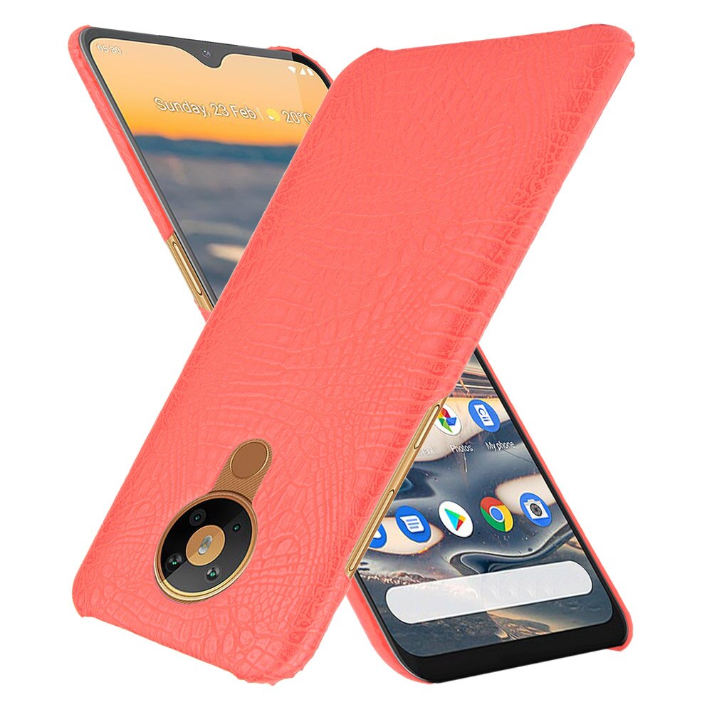 Pokrowiec na Nokia 5.3 Crocodiel tekstura PU skórzany pokrowiec z twardego plastiku pokrowiec na Nokia 5.3 TA-1234 TA-1223 TA-1227 TA-1229: Czerwony