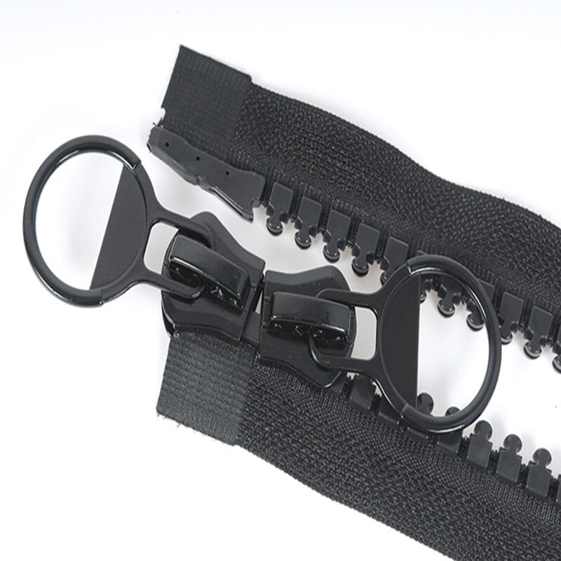 20#double opening black&amp;white resin zipper Open-end Down Jacket Coat Double Sliders for Sewing Large Resin Zipper Sliders