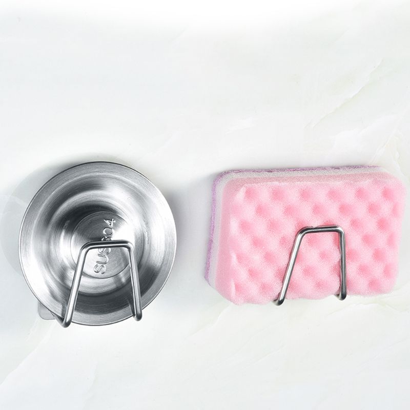 Stainless Steel Adhesive Sponge Holder Sink Caddy for Kitchen Bathroom Accessories