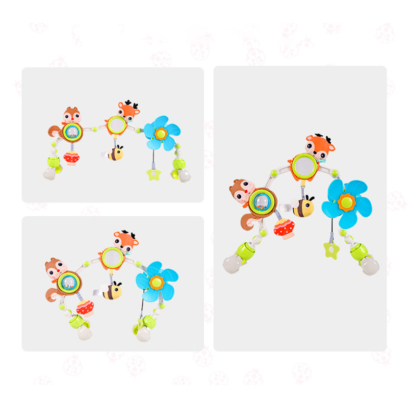Barnvagnsleksaker musikalisk skallra leksaker med bitring för spjälsäng barnvagn bilbarnstol sensorisk utvecklingsleksak för bebisar 0 6 12 månader