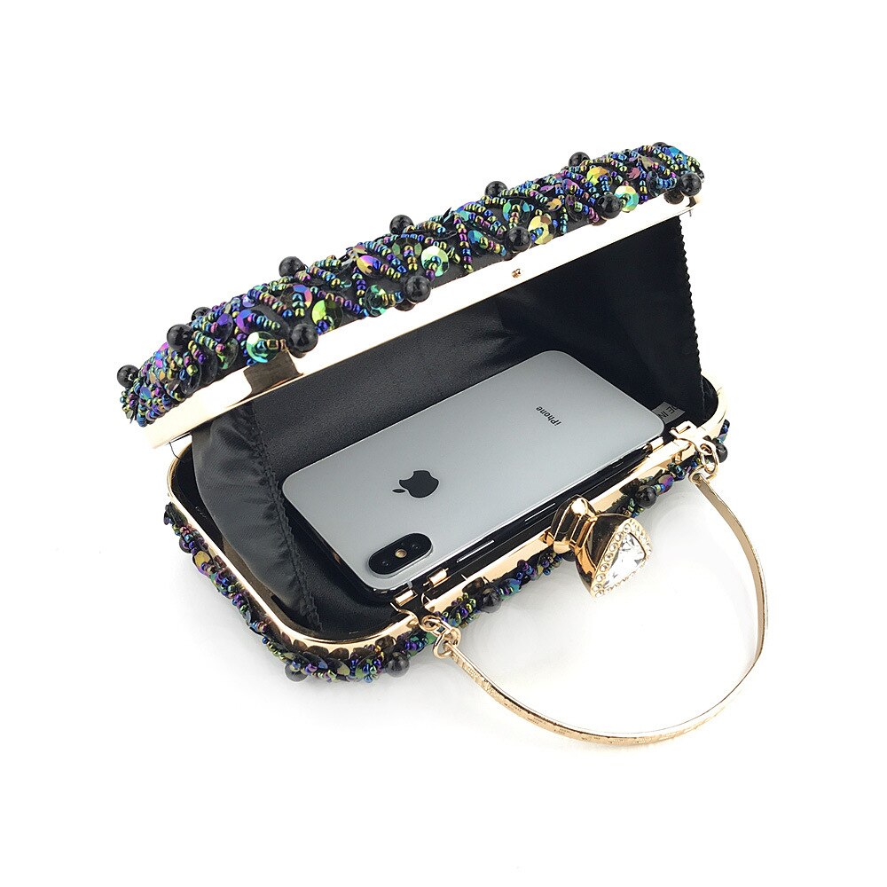 Handgemachte Pailletten Perlen Abend Tasche Silber Goldene Handgemachte Hochzeit Party Brautjungfer Telefon machen-hoch Schild Cluches Tasche