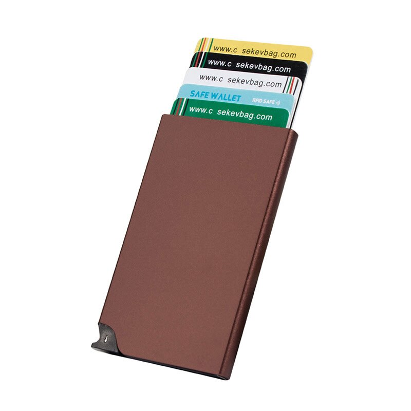 SEEKRID Automatic Aluminium ID Credit Card Holder Cardholders for Men Women: brown