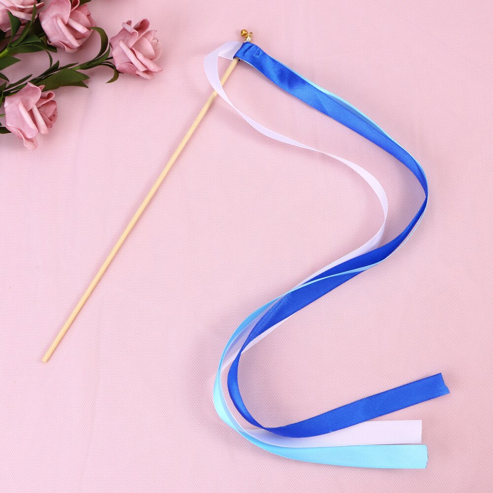20Pcs Ribbon Sticks Fairy Sticks Ribbon Streamers Wands with Tiny Bell Wedding Party Wands Party Favors (Blue)