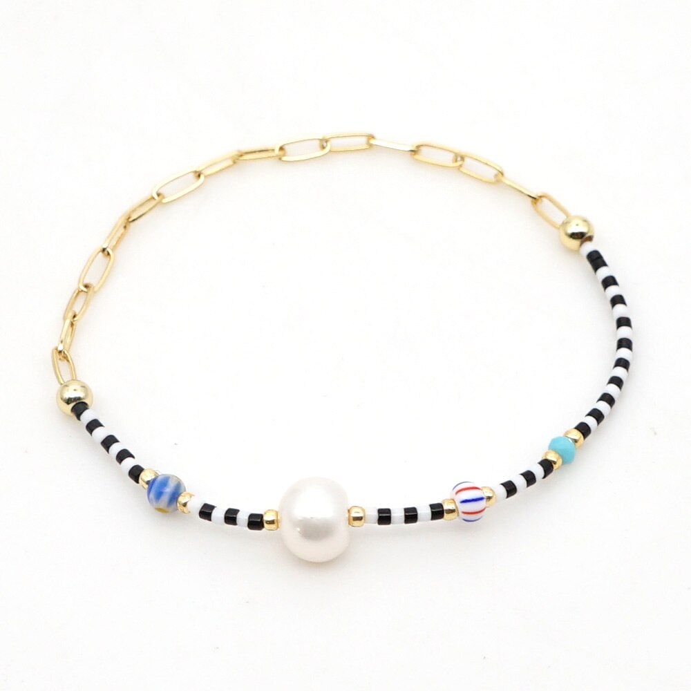 iść2BOHO bransoletki Perles słodkowodne bransoletka załowa kobiet Pulseras Mujer Moda Moda koraliki Miyuki biżuteria ze stali stalowy łańcuch