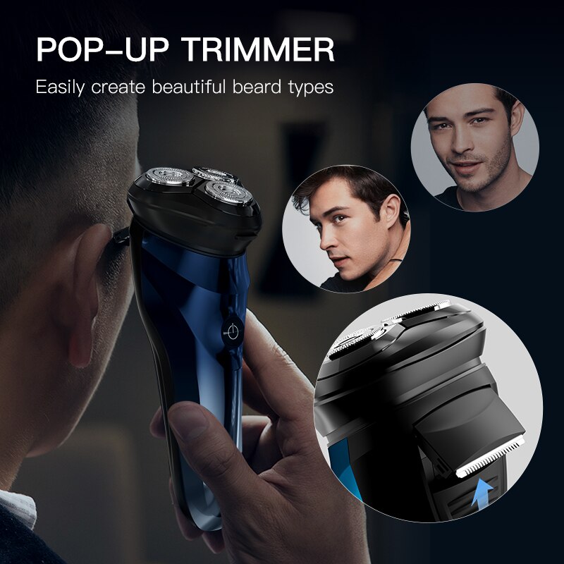Electric Shaver 3D Floating Razor Rechargeable Shaving Machine Wet-Dry Dual Use Waterproof Fast Charging for Men Beard Trimmer