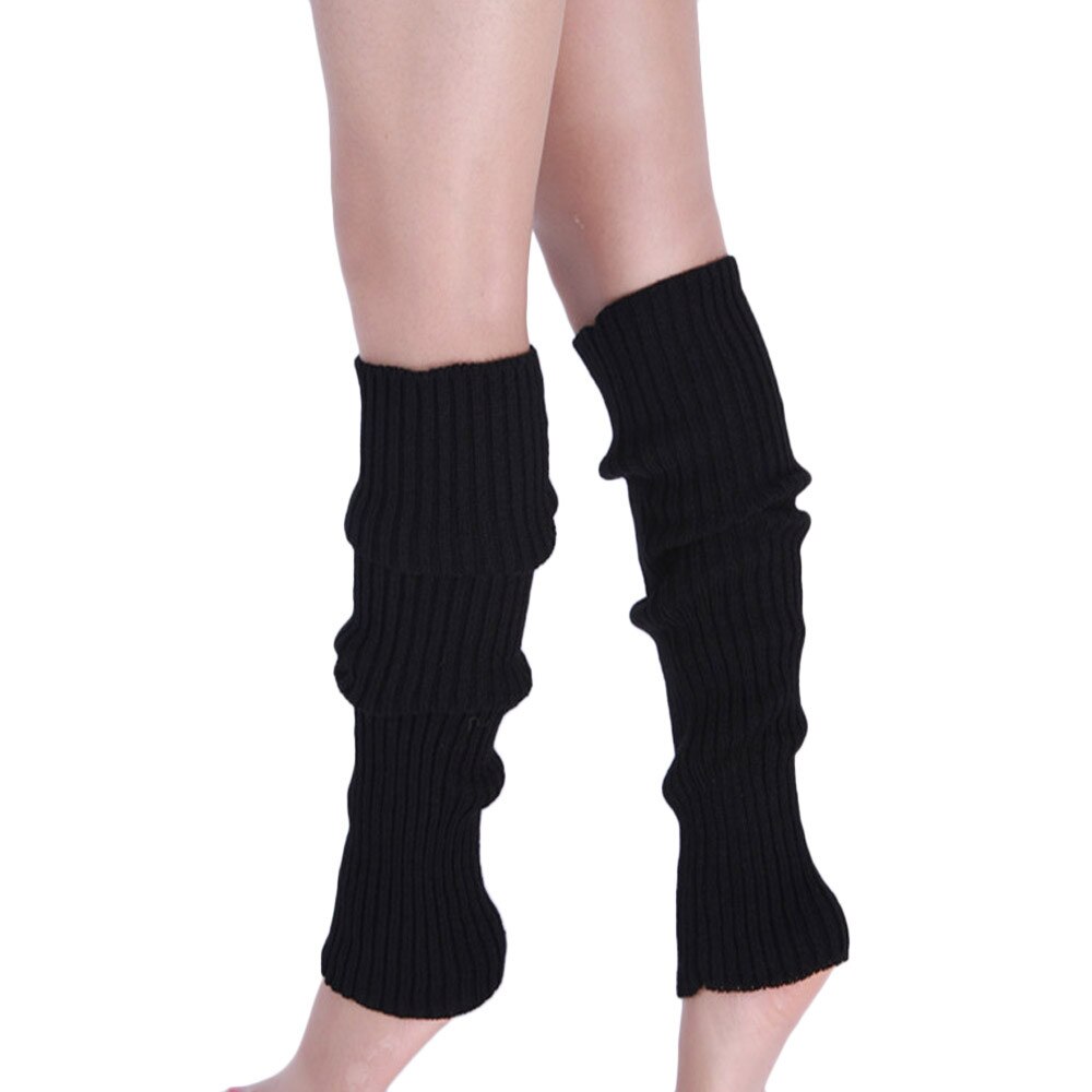 Calentadores para botas, medias tejidas para piernas, bota larga a rayas, medias altas tejidas por encima de la rodilla, calcetines de algodón para piernas,: black