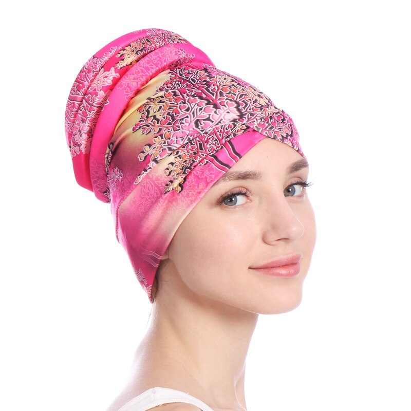 Vrouwen Slaap Zachte Tulband Pre Gebonden Katoen India Chemo Cap Beanie Tulband Hoofddeksels Badmuts: style5