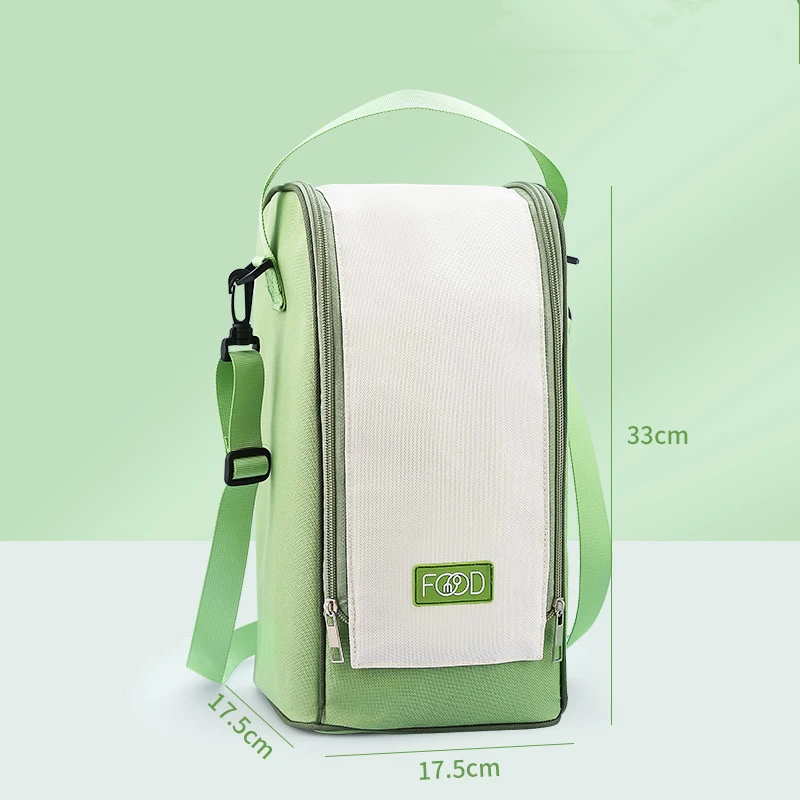 Round Thermal Lunch Box Bag Waterproof Insulated Food Tote Kids Keep Fresh Cooler Shoulder Bags Portable Bento Storage Pouch: Brown