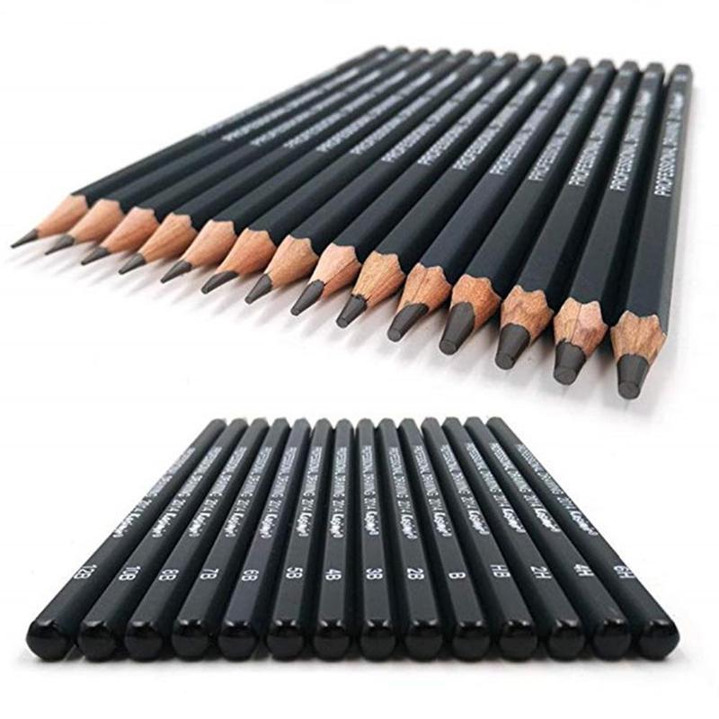 14pcs/set Sketch Set Drawing Tools For Beginners Charcoal Graphite For Writing Pencil Art Supplie C4M4