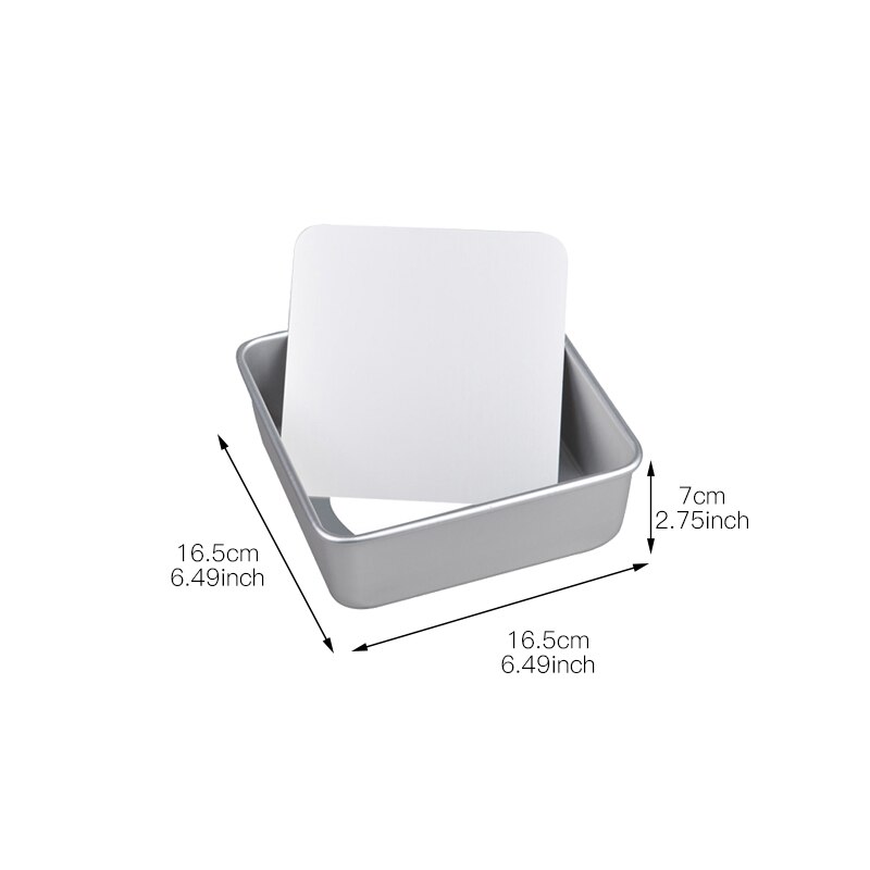 1set Aluminum Alloy Square Cake Mould Cake Baking Pan Pudding Cheesecake Mold Set with Removable Bottom: 6inch