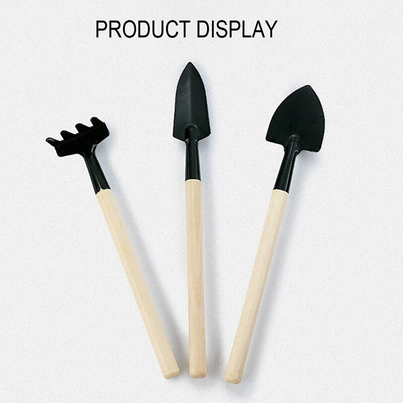 Gardening Tools Three-piece Small Shovel Hoe Rake Plant Potted Flowers Manual Tiny Wooden Handle Gadgets Garden Agricultural