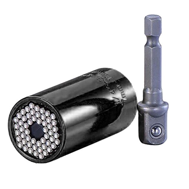 2 Pcs/Set Magic Spanner Grip Multi Function Universal Ratchet Socket 7-19mm Power Drill Adapter Car Hand Tools Repair Kit: Default Title