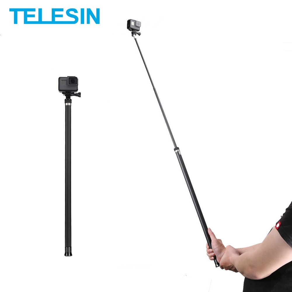 TELESIN-Palo Selfie extensible de fibra de carbono, monopié de mano de 2,7 M, 106 pulgadas, para GoPro Hero 10, 9, 8, 7, 6, 5 Max, Insta360, Osmo Action