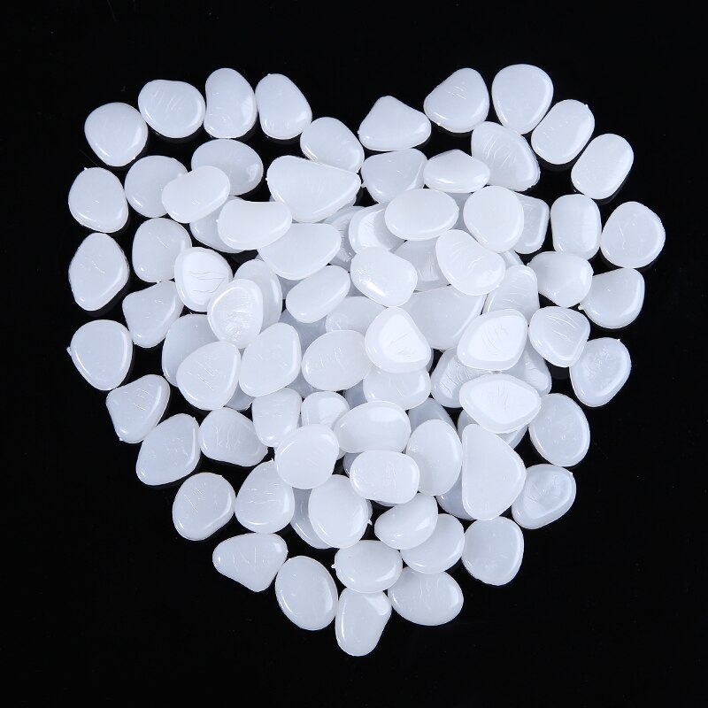 100pcs/set White Luminous Pebble Stones Gardening Aquarium Landscaping Pebbles Garden Walkways Decor