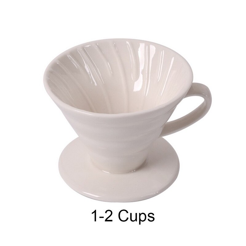 Taza de filtro de goteo de café reutilizable de cerámica, goteador de café de estilo V60 resistente al calor, soporte individual de 1/4 tazas para cafetera #25: White-2