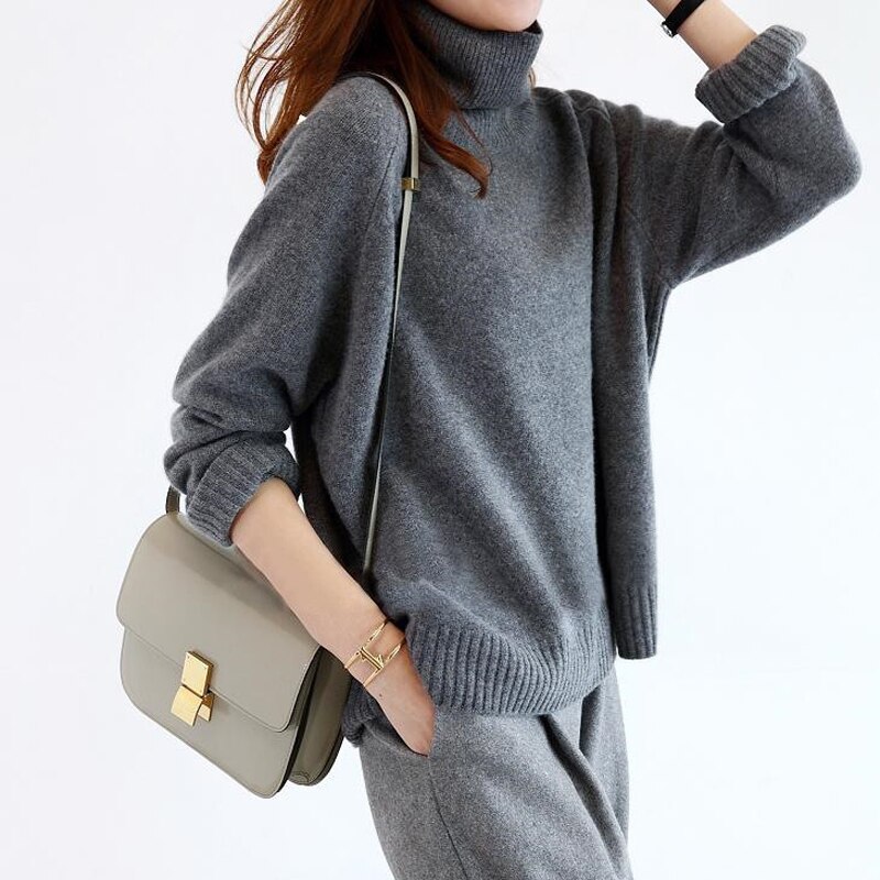 Damer turtle neck gensere kvinnelige langermede gensere ull jenter turgenser
