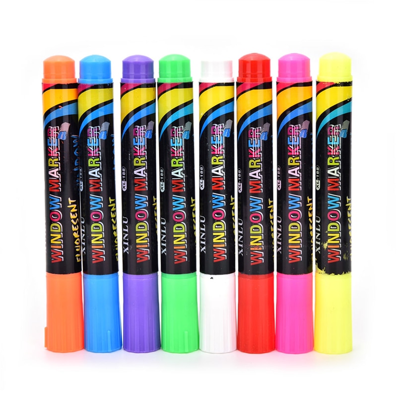 1PC Erasable Multi Colored Highlighters Liquid Chalk Marker Pens LED Writing Board GlassWindow Art8 Colours Marker Pens