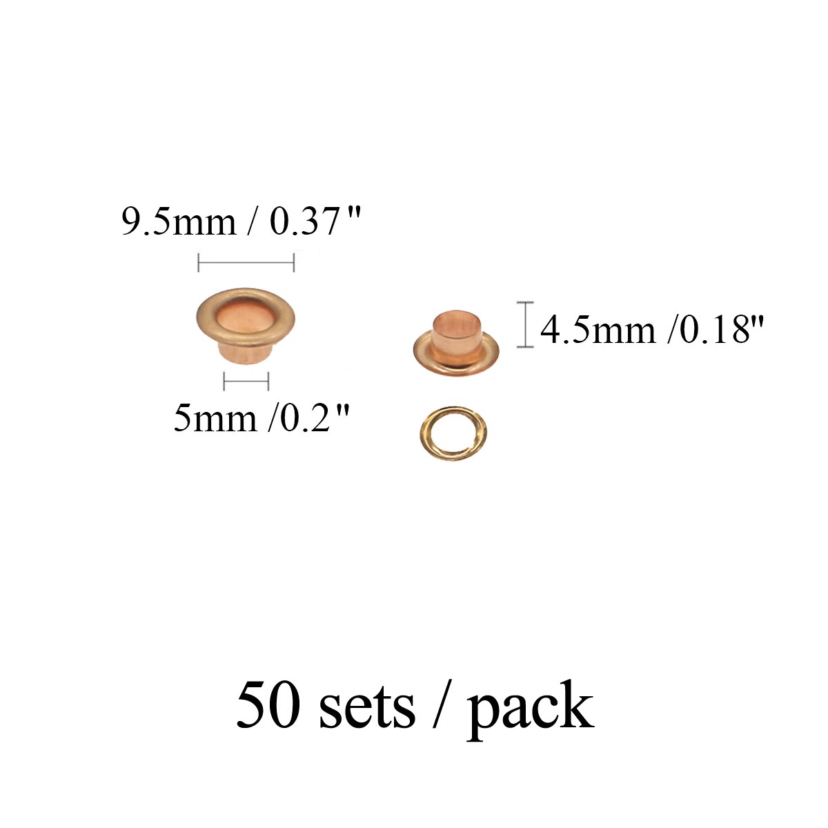 Produkter tyllesæt tyller øjer med kobber, drømmefarve og kobberagtig  (1/5 1/4 1/3 tommer indvendig diameter) tilbehør: 5mm kobberagtige 50 sæt