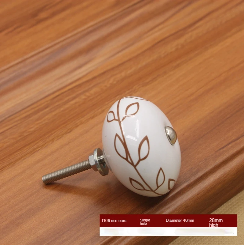Print Keramische Deurknoppen En Handgrepen Europese Stijl Meubels Lade Knoppen Kast Deurgrepen Enkel Gat Kast Handgrepen: YELLOW
