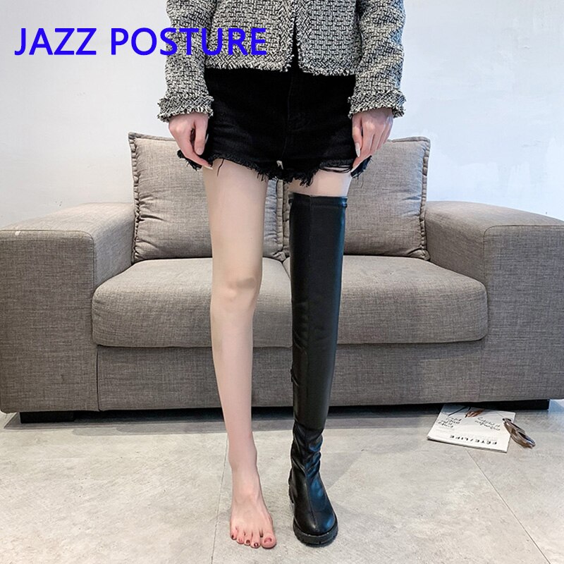 Vrouwen Knie Hoge Vrouwen Hoge Hak Laarzen Herfst En Winter Seizoen Hoge Laarzen Tot Dijen Botas Mujer Grote maat 43 Q173