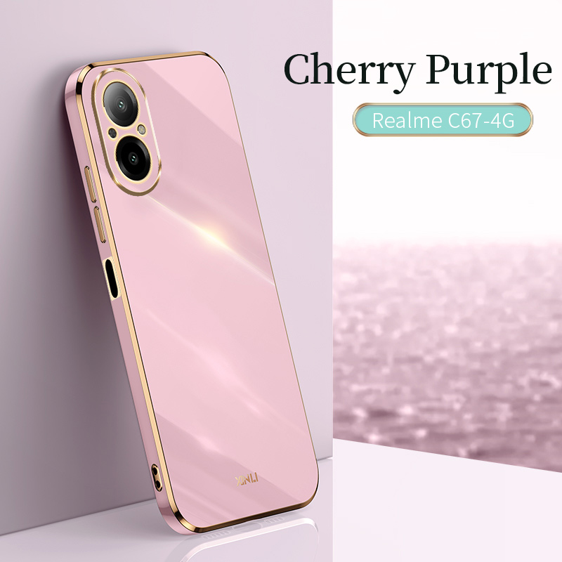 Etui na realme  c67 4g miękkiego tpu 4g ochroną aparatu przed  c67 palców: Fioletowy