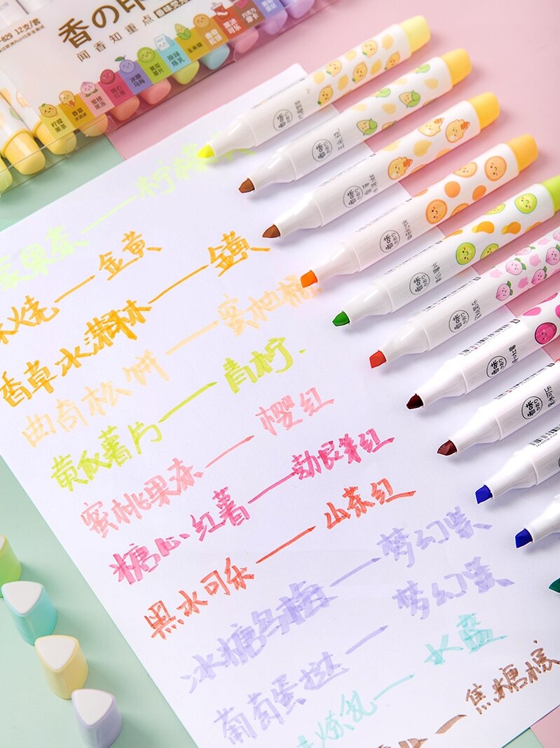 Andstal 12 Farben DUFT Jumbo Textmarker Kuli-einstellen Aroma Weiche Fluo Leuchtstoff Farbe textmarker schule Text Marker surligner