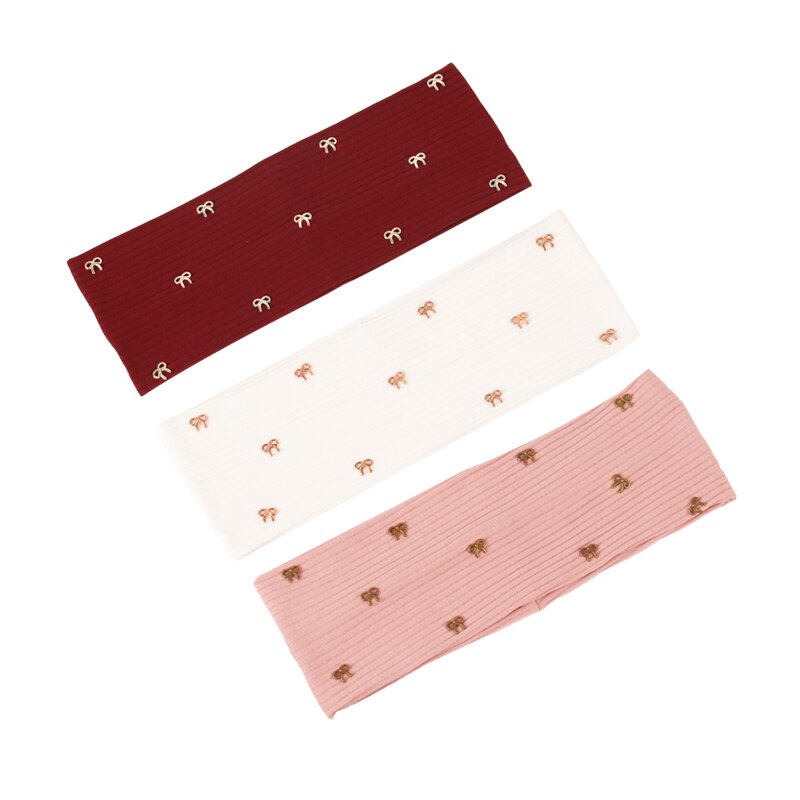 Geebro Vrouwen Katoen Effen Kleur Vlinder Ornament Hoofdband Elastische Meisjes Ribbels Gebreide Haarband Baggy Casual Haaraccessoires