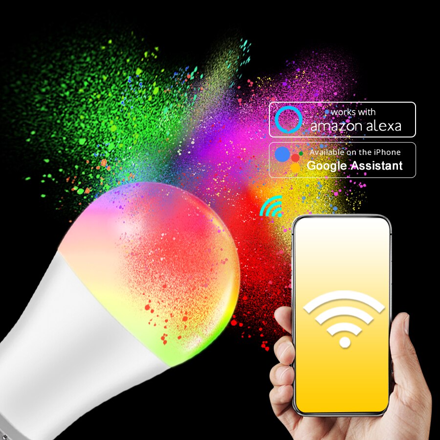 Wifi pære smart lys bluetooth app kontrol  e27 led lampe rgb rgbw rgbww magisk pære 5w 10w 15w spotlight boligindretning 85-265v