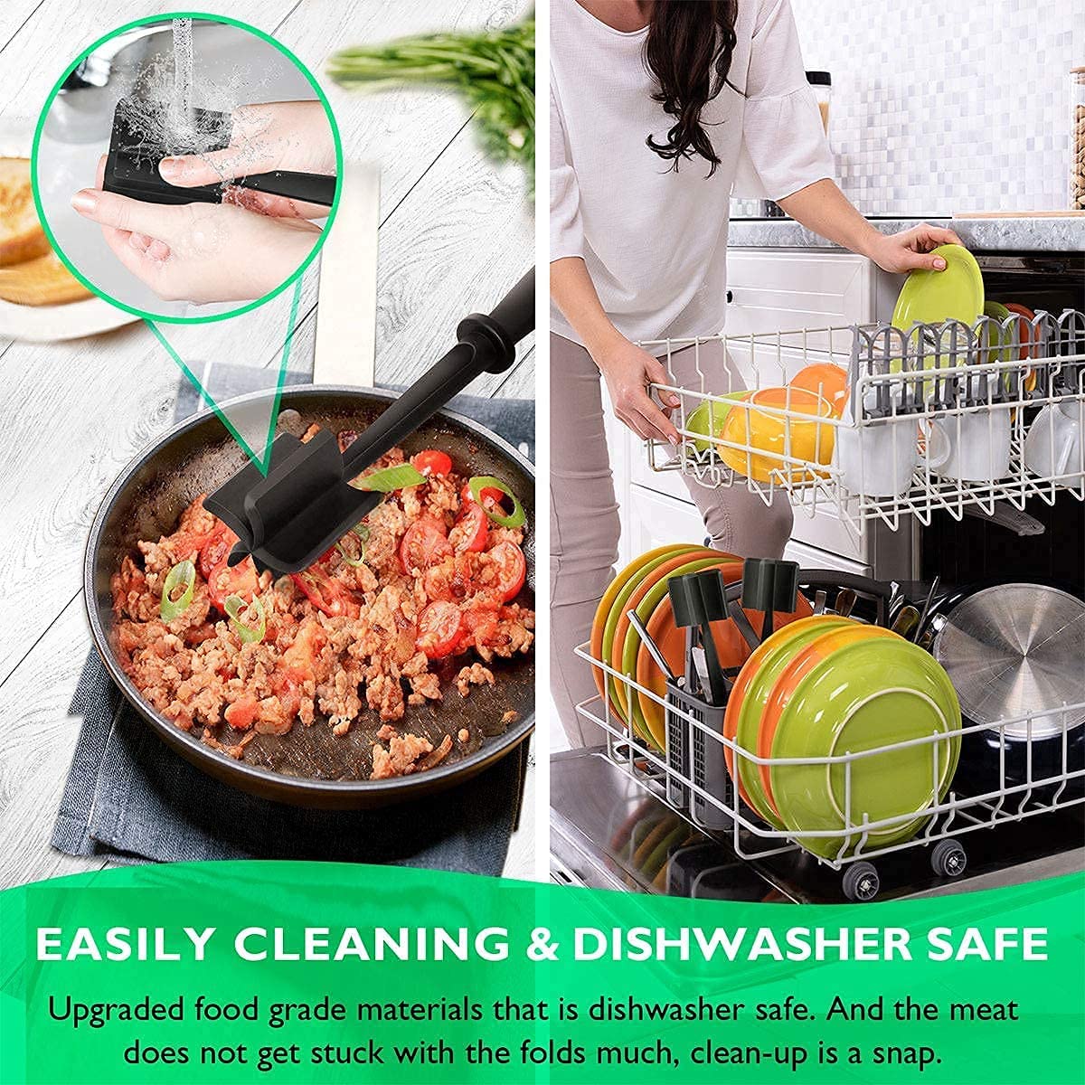 Meat Chopper Ground Beef Turkey Masher Heat Resistant Hamburger Meat Smasher Non Stick Mix Masher Tool Nylon Chopper Utensil