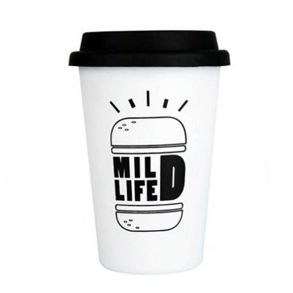 Modernas tazas reutilizables de acero inoxidable para café, con tapas tazas de té, pajitas y letras, tazas de Taza de Viaje de 500ML: Burger white
