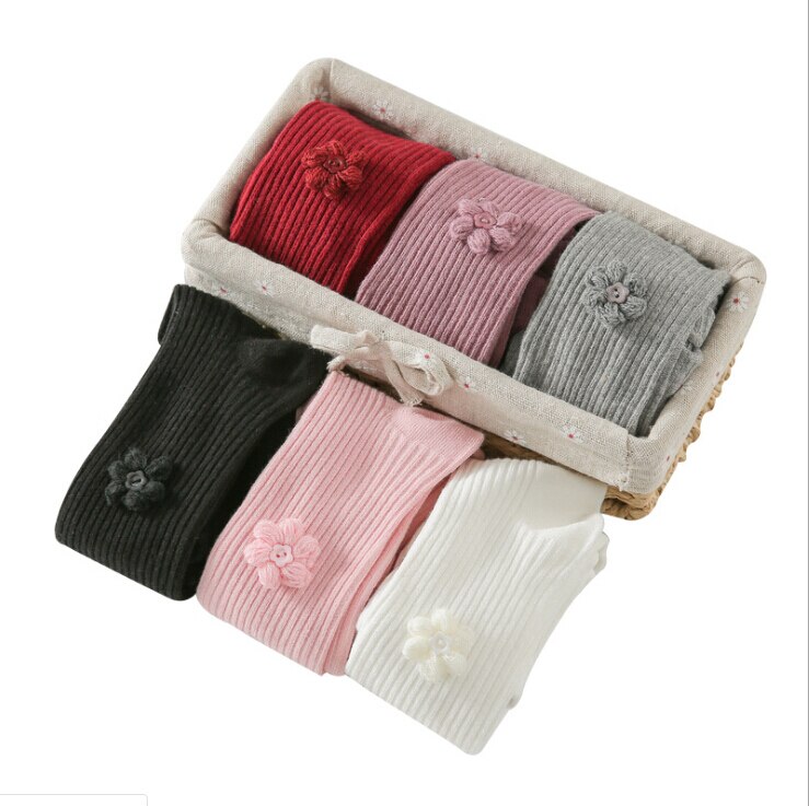 Bas d'automne tricoté pour petites filles | Bas style princesse , motif floral, moulant