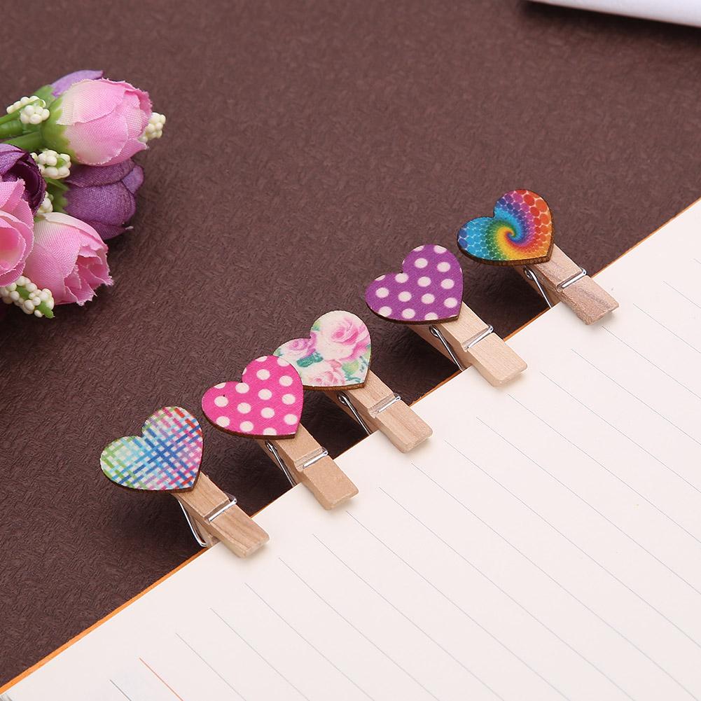 50Pcs Liefde Hart Kleine Houten Wasknijper Craft Clips Diy Foto Kaarten Peg Mini Houten Clips Postcard Clips Bruiloft Decoratie