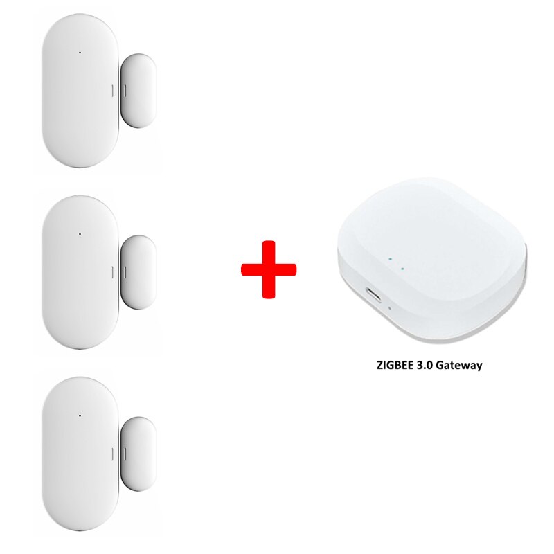 Tuya Smart ZIGBEE Door and Windows Sensor Door Open Phone Alert Personal Security Home Automation Compatible Alexa Google Home: 3 Sensor and Gateway