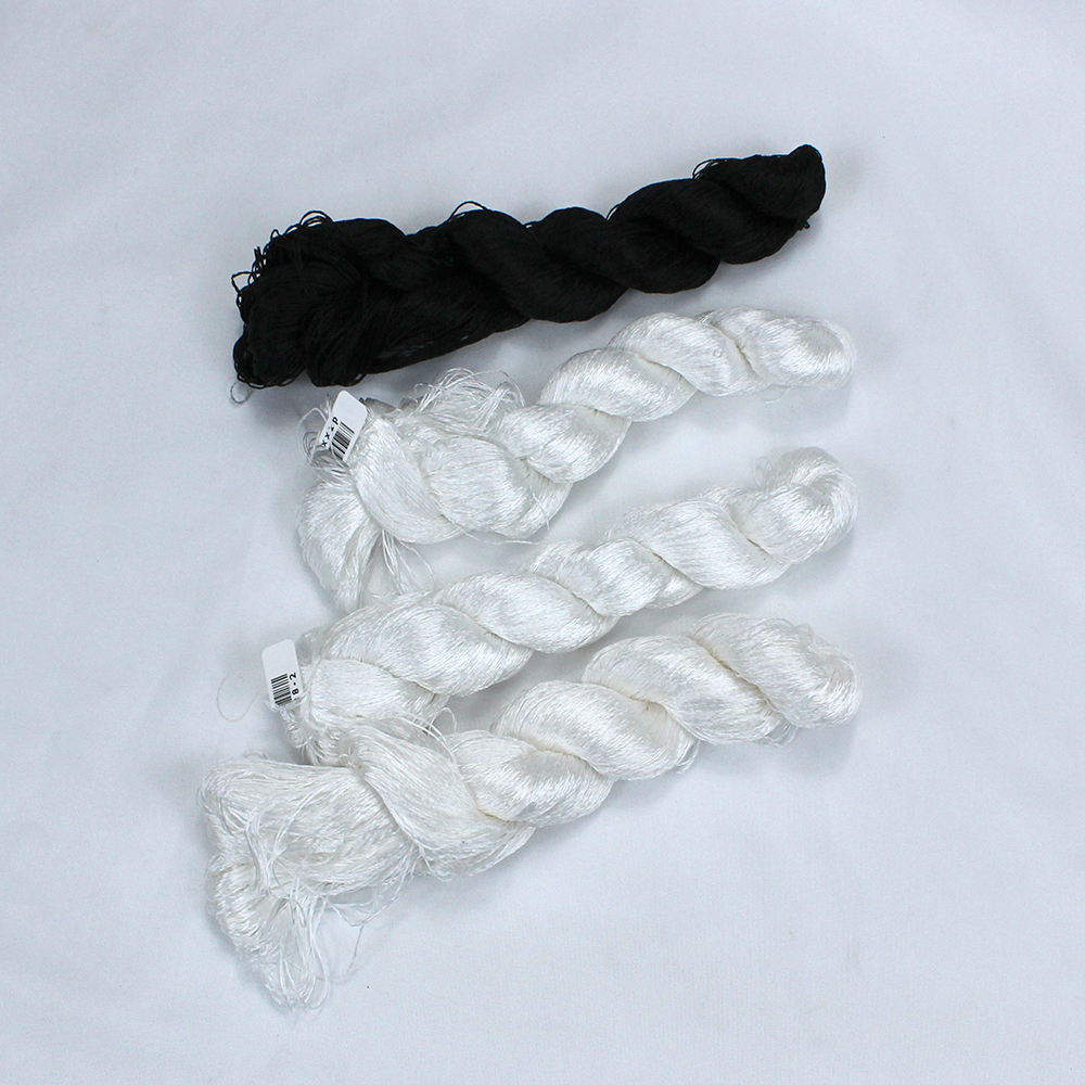 Hilo de seda 100% para bordar a mano, punto de cruz, 400m, negro/Blanco/4 colores puros, 1 unidad