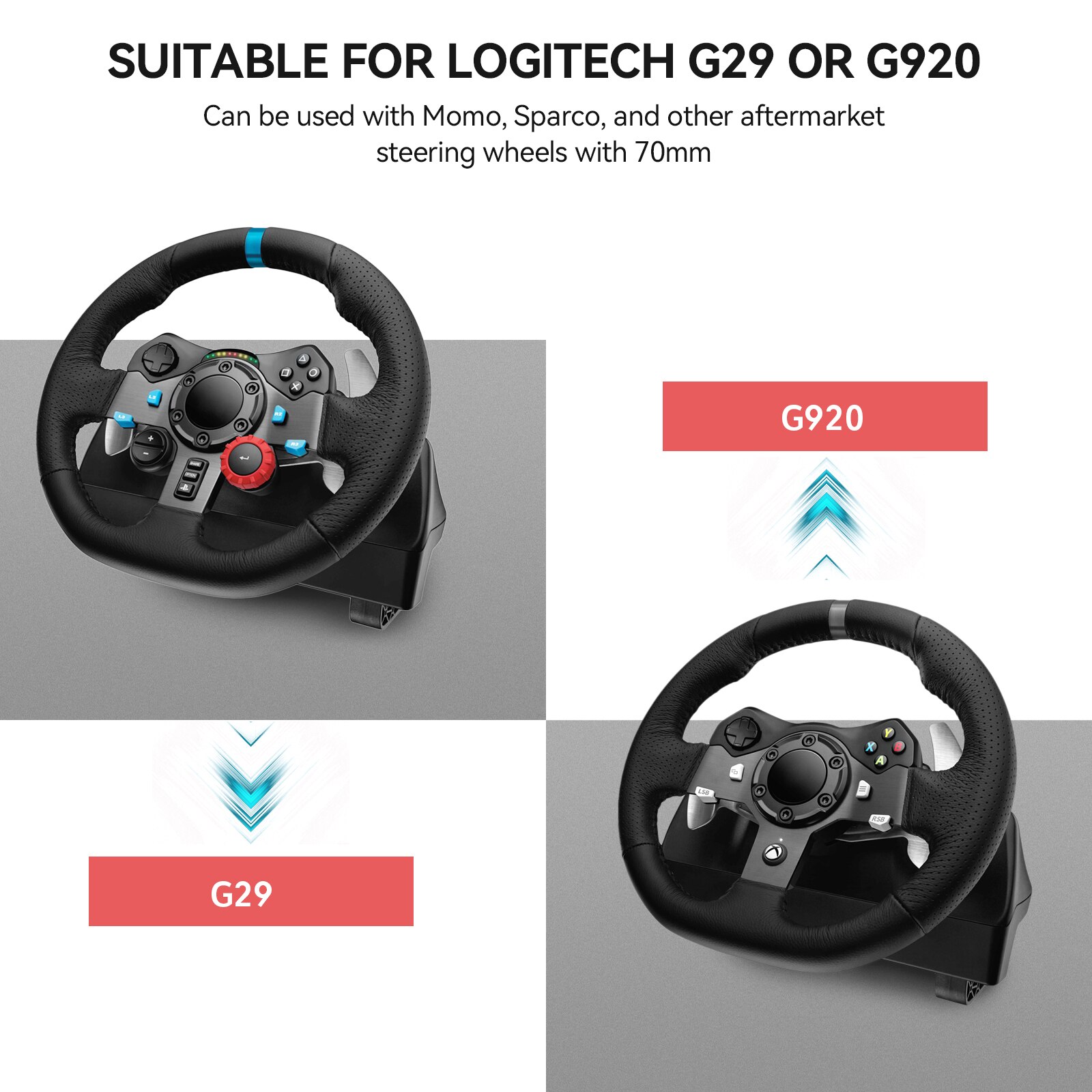 G920 70Mm Stuurwiel Adapter Plaat Voor Logitech G25 G27 G29 Gemodificeerde 13 &amp; 14 &quot;Stuurwielen Schroef inbussleutel