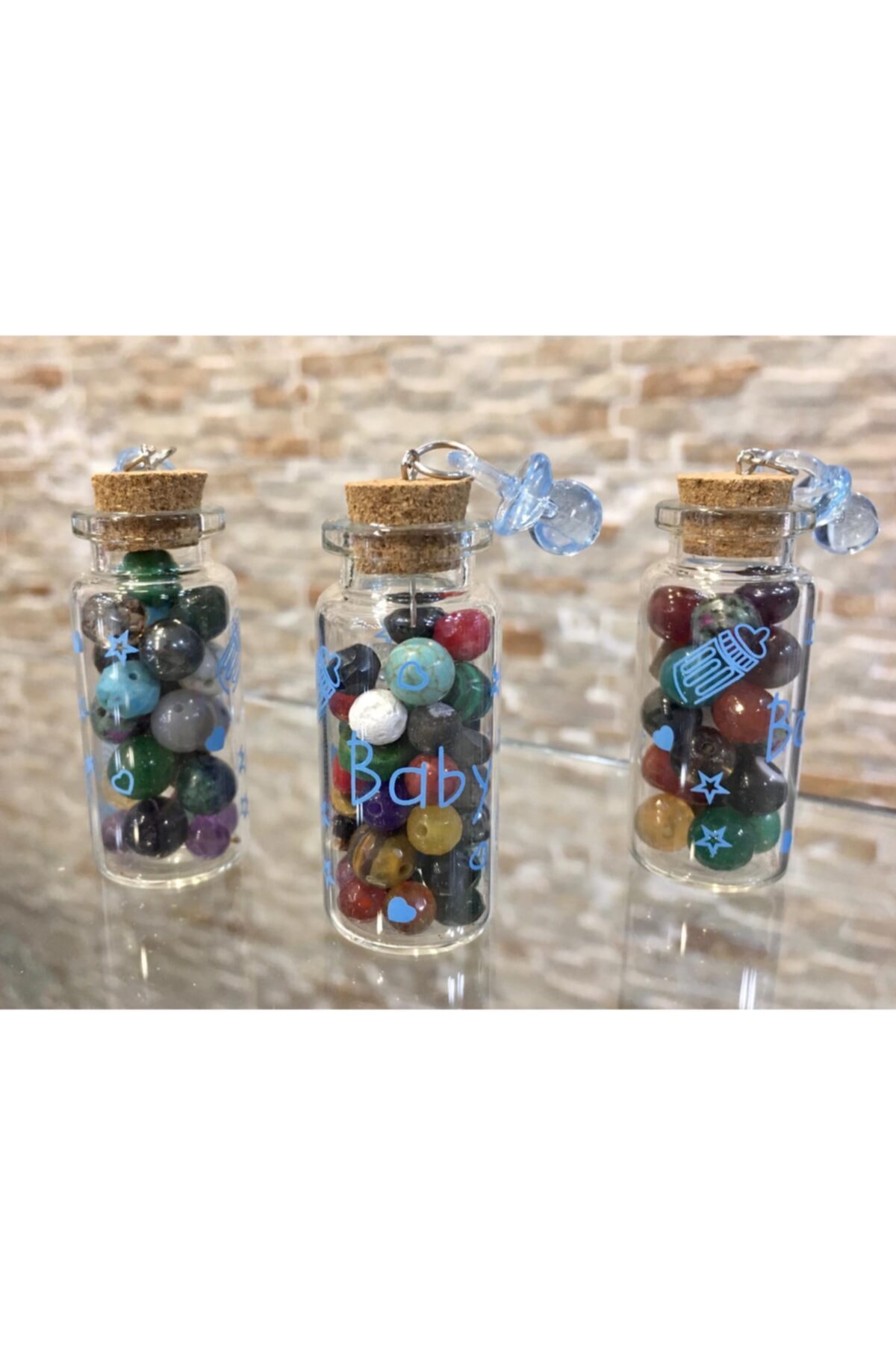 Gemengde Natuurlijke Stenen Mannelijke Baby &#39;S In Glazen Fles (1 Stuk) (1 Pcs)