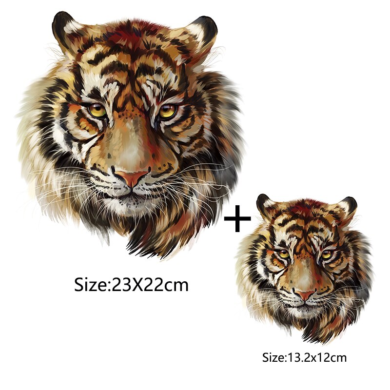 Ferocity - Tiger Sticker Set Iron On Heat Transfer Heat Press Applique Diy Patches Heat Transfer Vinyl Washable Patches CQ: 23x22cm 13.2x12cm