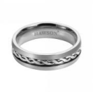 Hawson-anillo de acero inoxidable con incrustaciones de circonita para hombre, corbata biselada con borde biselado, accesorio de: PLATEADO
