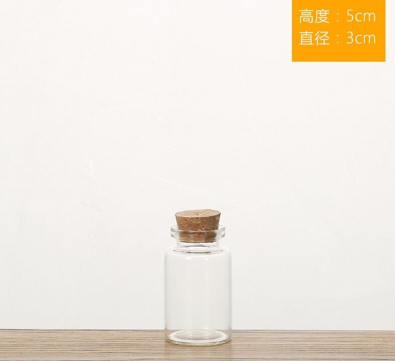 5pcs/lot 10/15/20/25/30/40/55ml Clear Glass Bottle Vials Empty Sample Jars with Cork Stopper Message Vial Weddings Wish Bottle