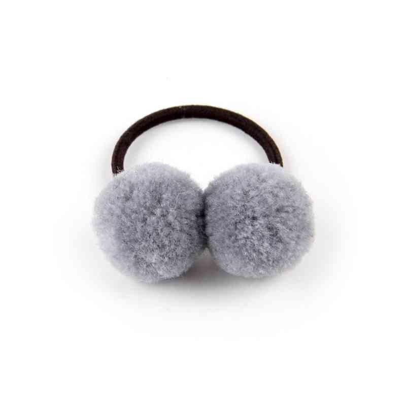 2 Teile/satz Nette Pompom Baby Haarband Pelz Ball Elastische freundlicher Gummibänder Einfarbig freundlicher Haar Bindet Seil Mädchen Haar zubehör