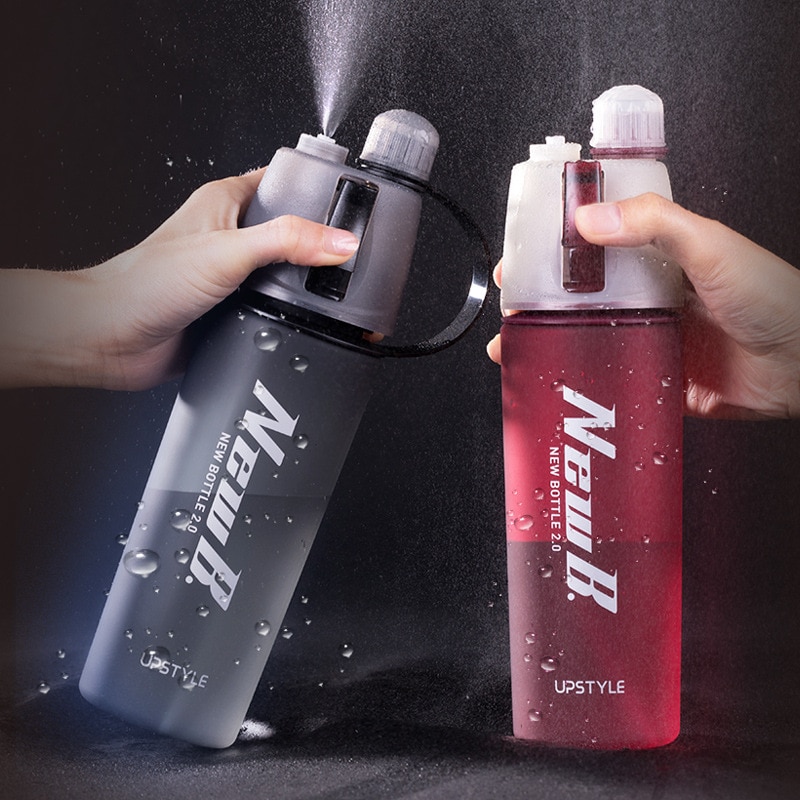 Tritan 600Ml Spray Plastic Waterfles Koele Zomer Sport Fitness Waterkoker Draagbare Reizen Outdoor Hydraterende Ketel