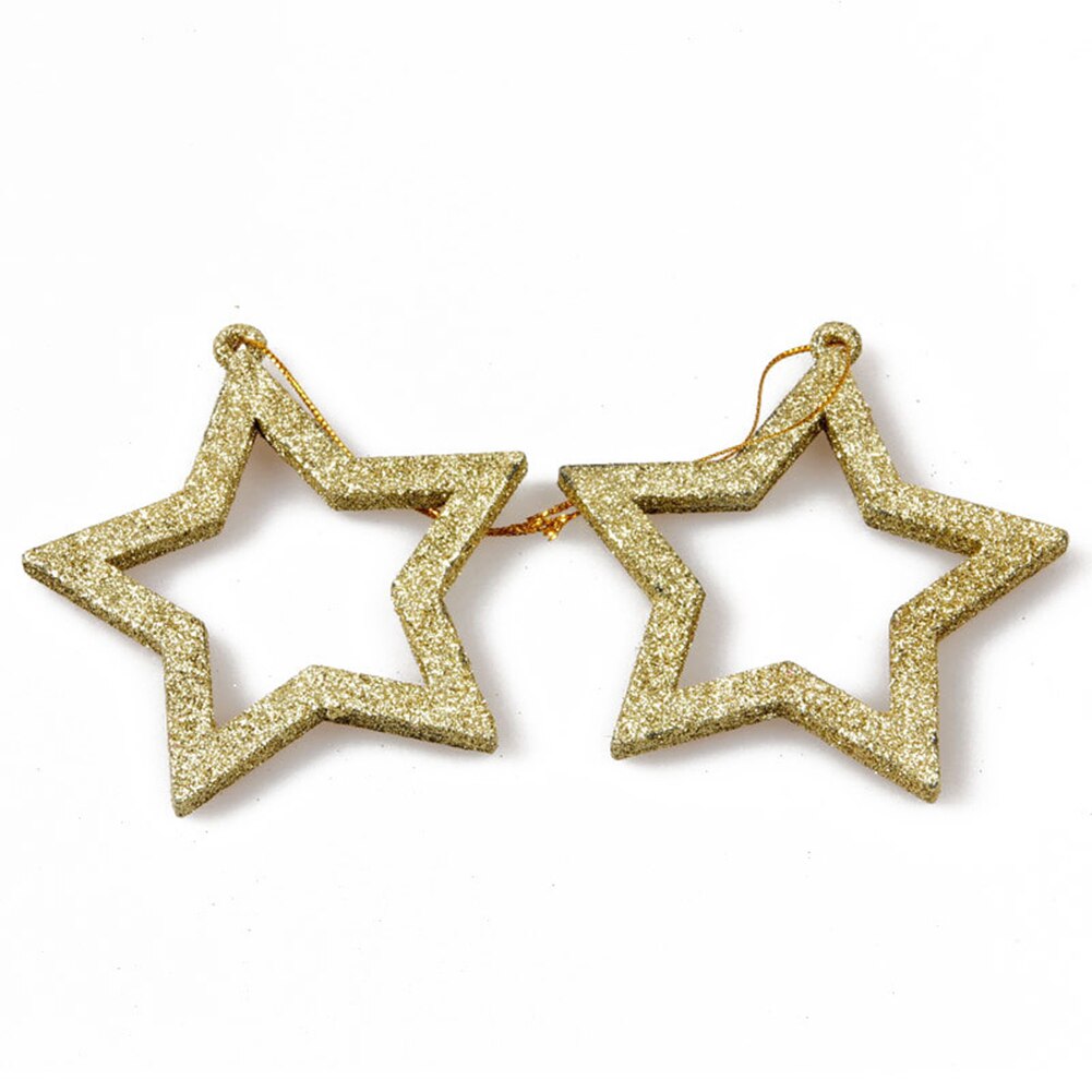 10 Stks/set Glitter Kerstboom Angel Star Hart Bloem Xmas Opknoping Ornamenten